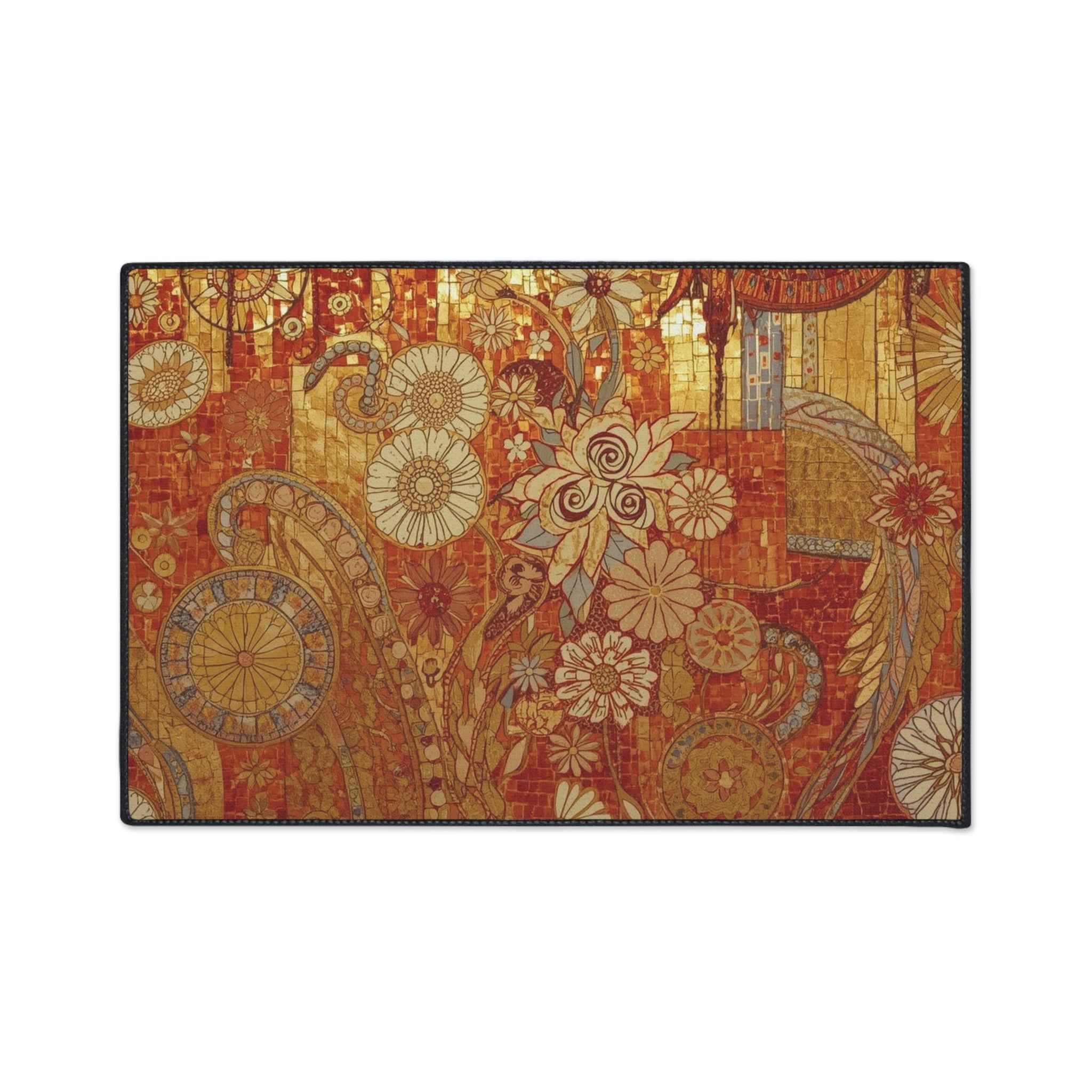 Stylish Heavy Duty Floor Mat with Floral Design - Durable Indoor/Outdoor Rug